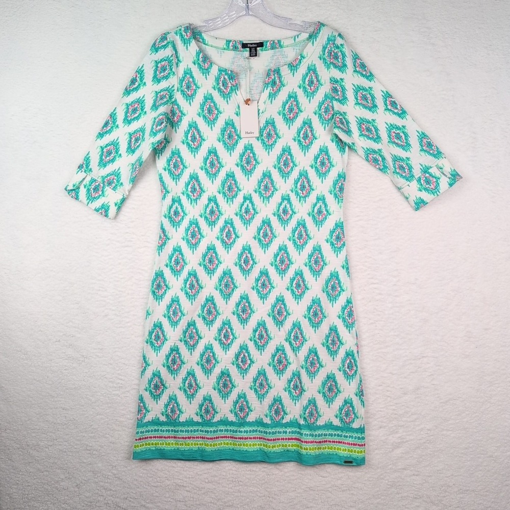 NWT Hatley Womens Small Lucy Dress Reflected Raindrops Peplum Sleeve Cotton